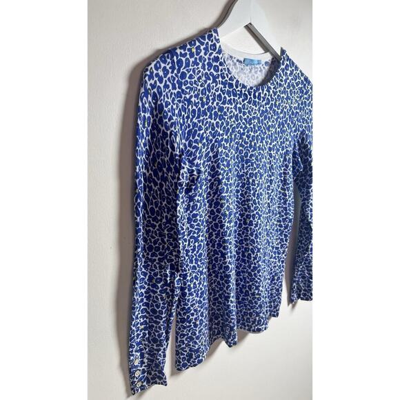 J. McLaughlin Lenny Stretchy Sweater Blue Celandine Floral Pullover Size XS EUC - Picture 4 of 8